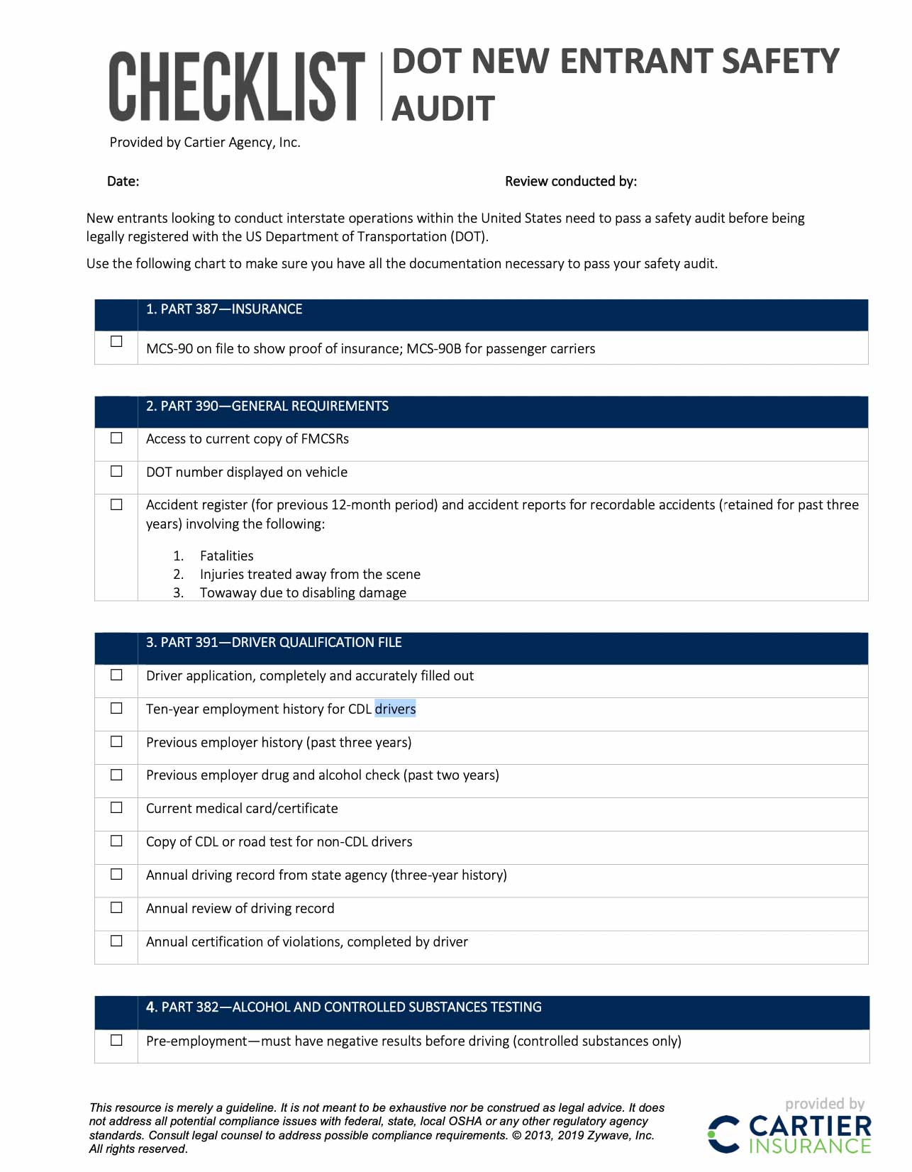 DOT New Entrant Safety Audit