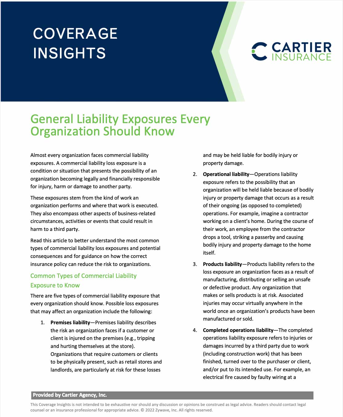 General Liability Exposure