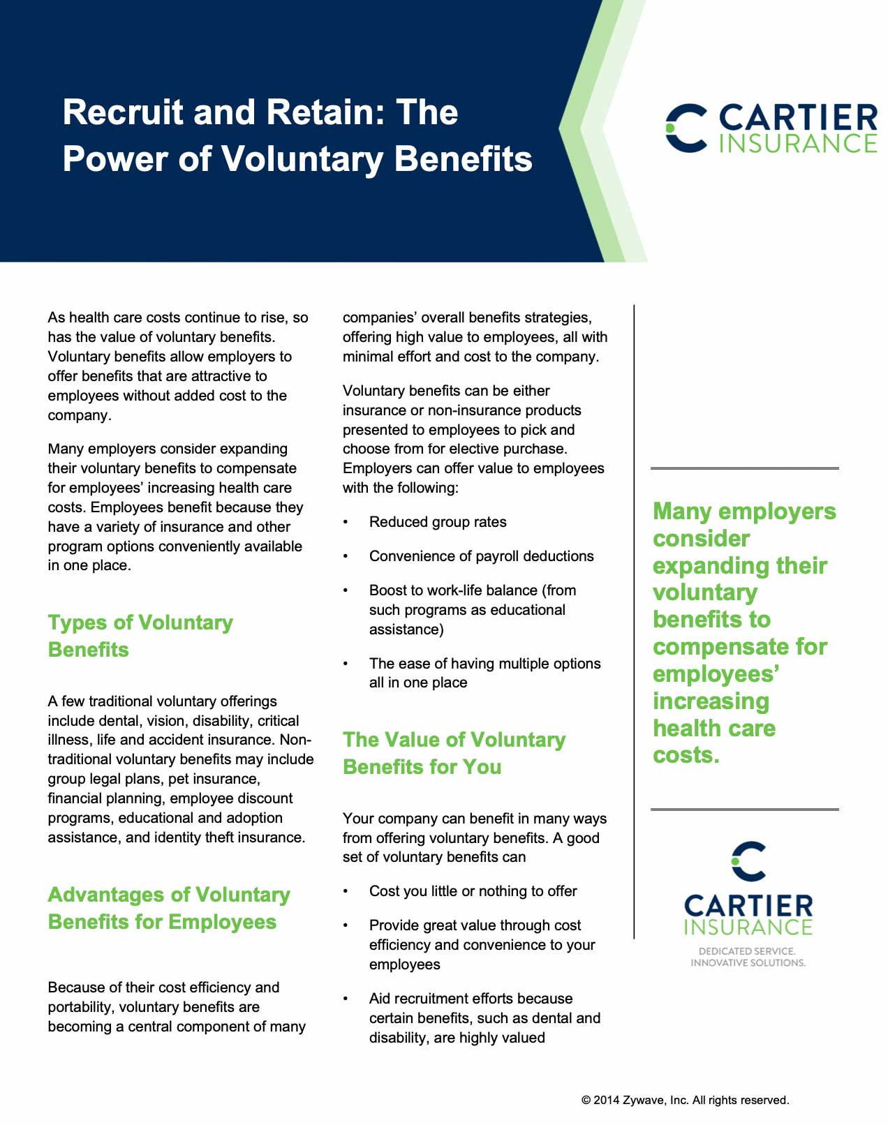 Employee Benefits Cartier Agency Inc