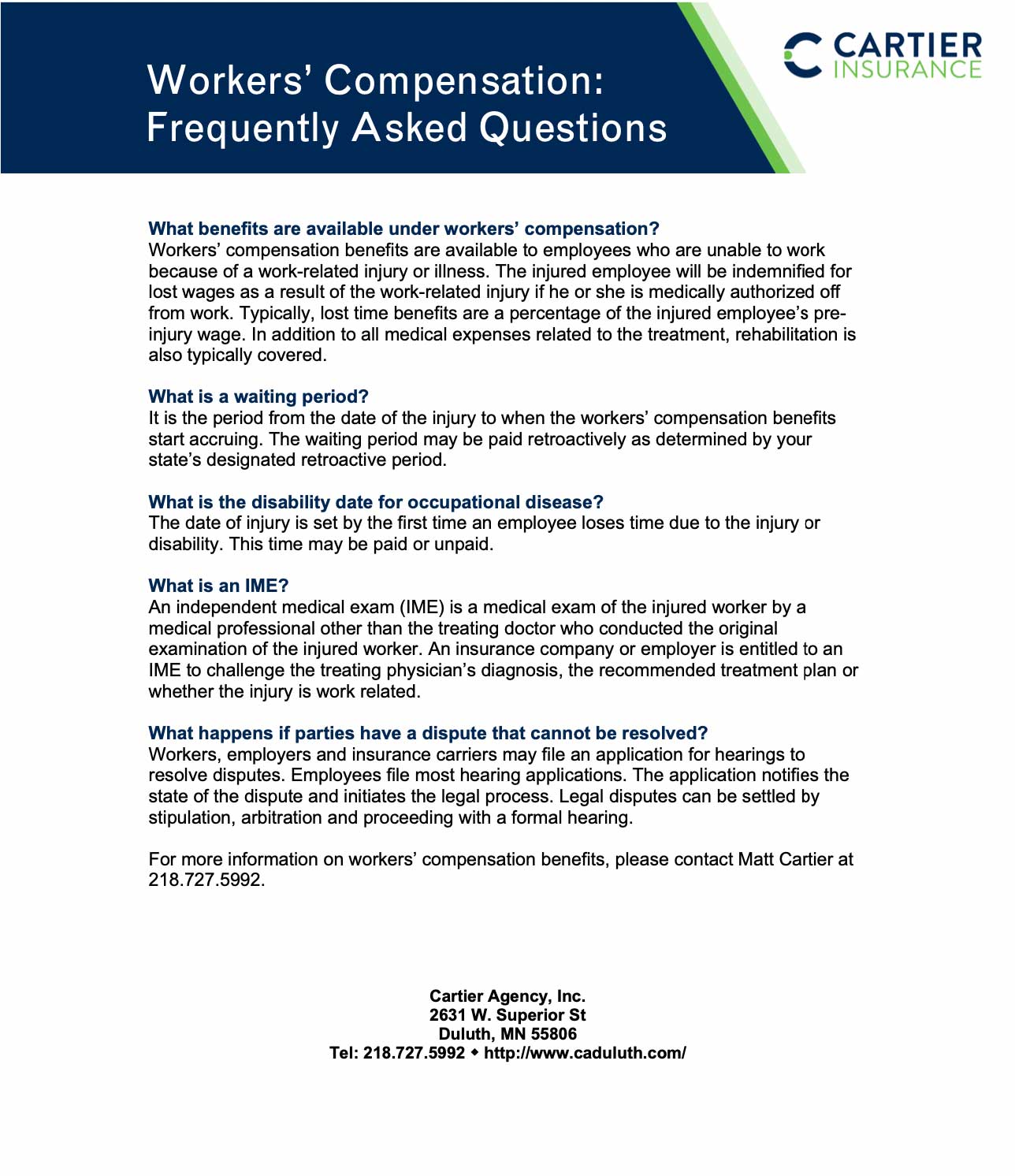 Workers Compensation FAQ